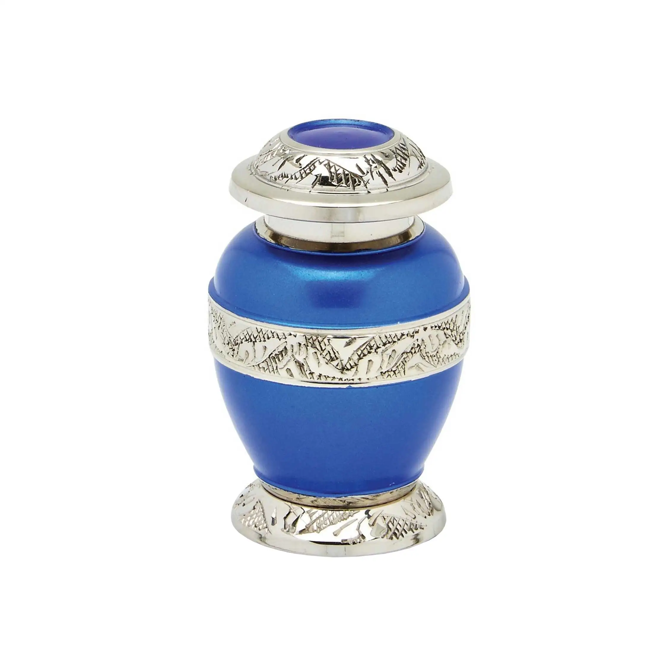 DARK BLUE KEEPSAKE CREMATION URN FUNERAL SUPPLIES BRASSWORLD INDIA