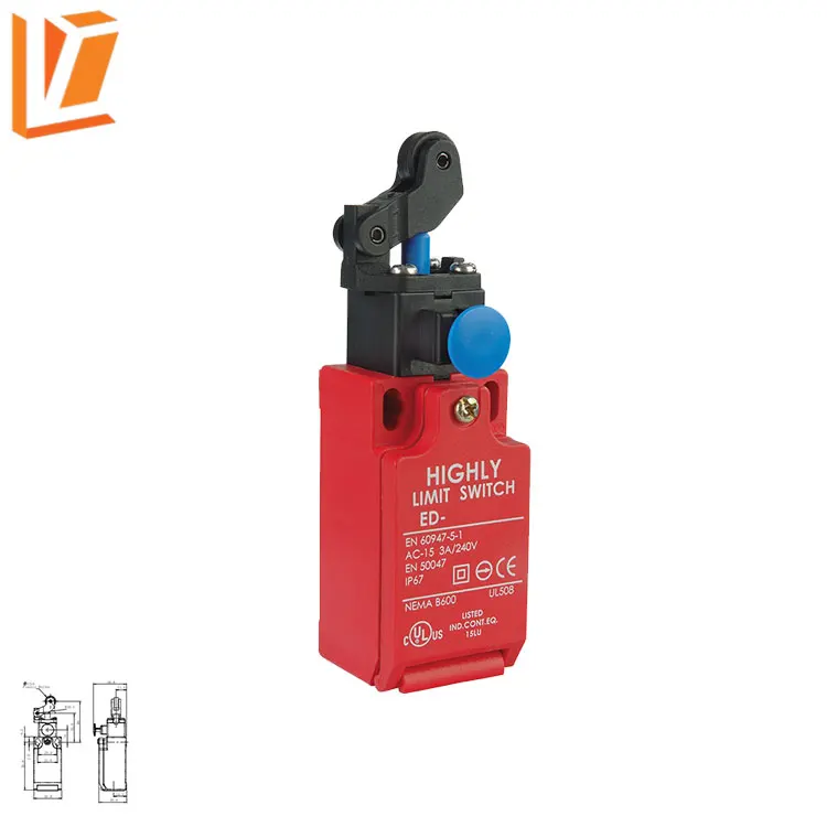 EDR-1-3-22 moving machines Adjustable roller arm type TUVUL RoHS CE Safety Door Limit Switch