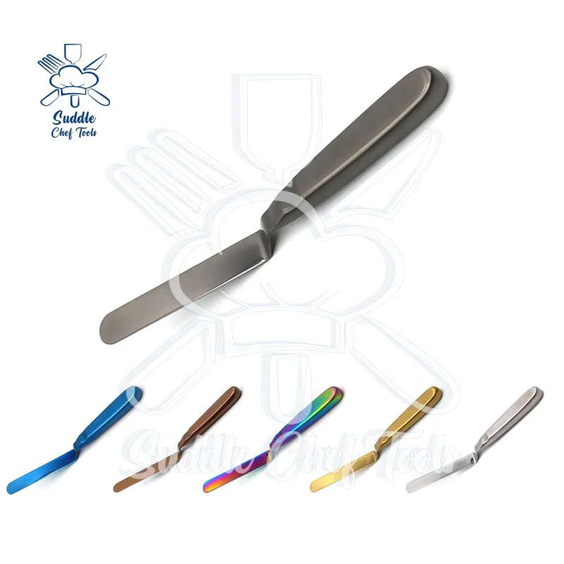 CHEF PLATING OFFSET SPATULA BLACK KITCHEN UTENSILS ANGLED STRAIGHT FROSTING DECORATING ICING STAINLESS STEEL CAKE BAKING TOOLS