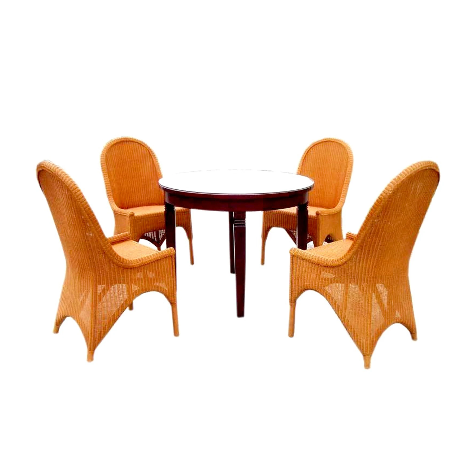 luxury round dining table for resorts high class aluminium wicker dining table and 8 chairs set wholesale price