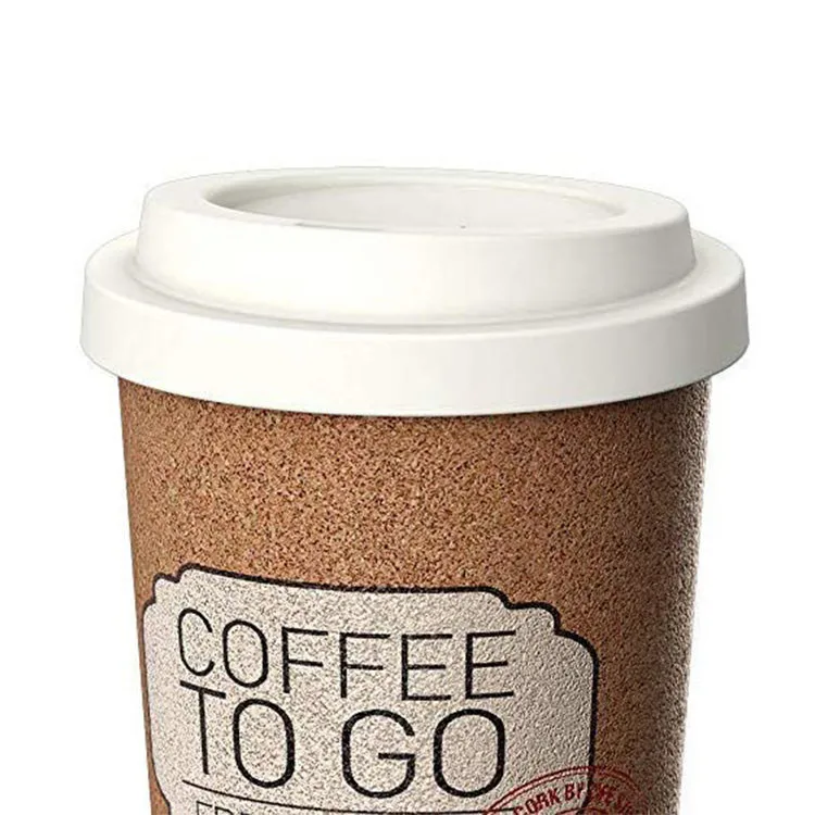 16oz Eco-friendly Reusable Insulated Cork Plastic Coffee Tea Mug Cup for Travel and Work