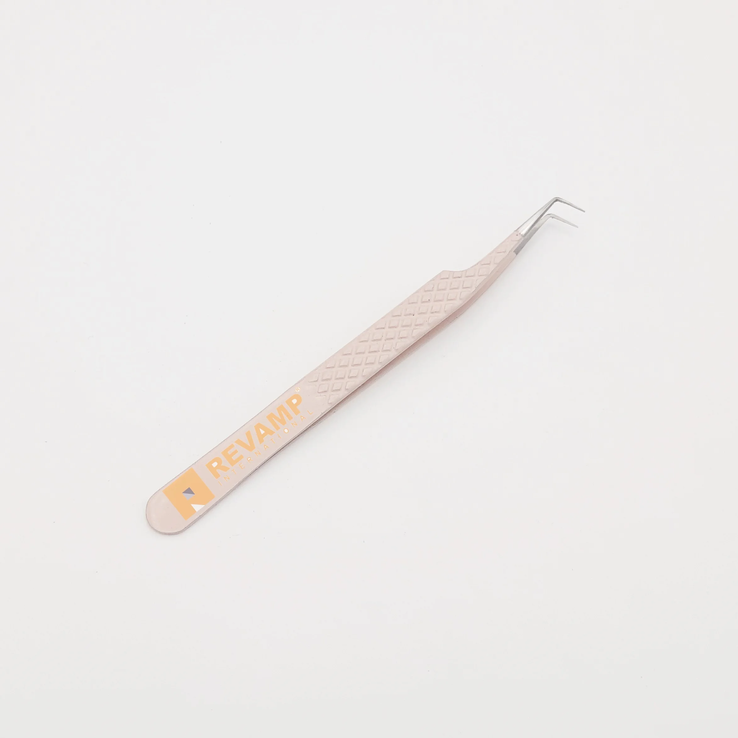
Powder coated silver tip 90 degree diamond grip extension tweezers eyelash extension tweezers with custom logo /Hand tested 