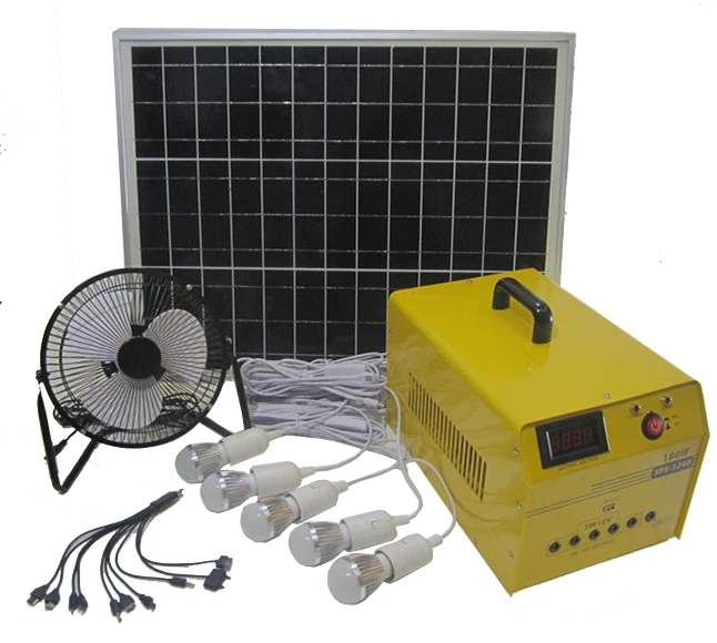 Solar Generator Lighting System,Portable Solar Power Station Kit with Solar Panel 60W,Solar Power Generator  fan led bulb