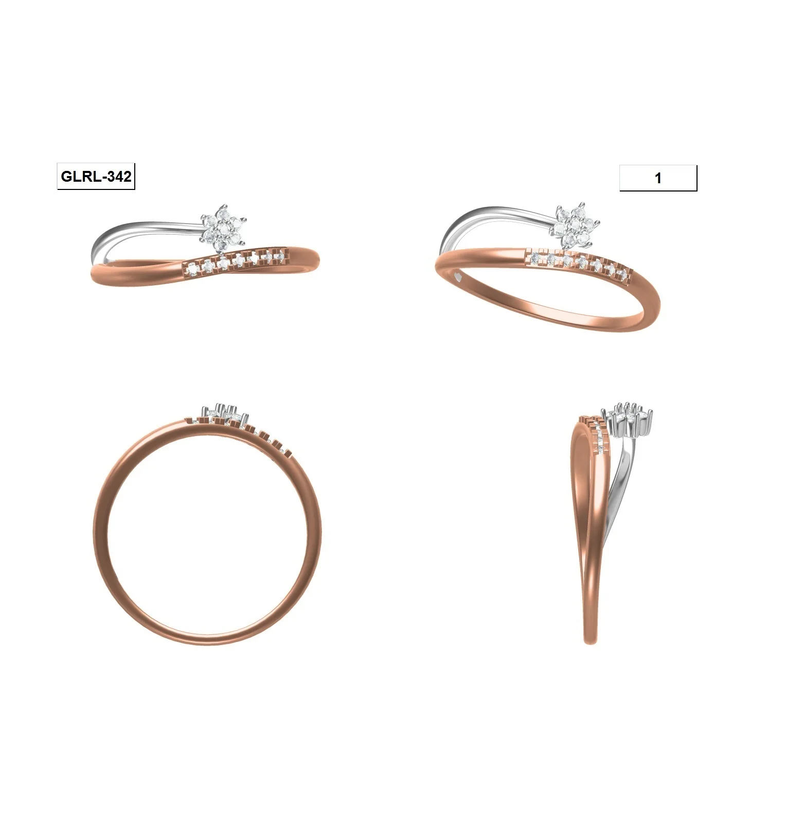 
Amazon Hot Sale Wholesale Double Color Pure Gold Rings Jewelry Big Finger Rings For Women In Real Diamond 