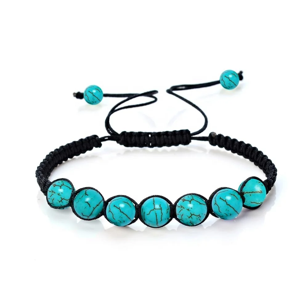 Wholesale Fashion Natural Stone Tiger Eye Adjustable Wrap Bead Thread Bracelet for Kids Boys