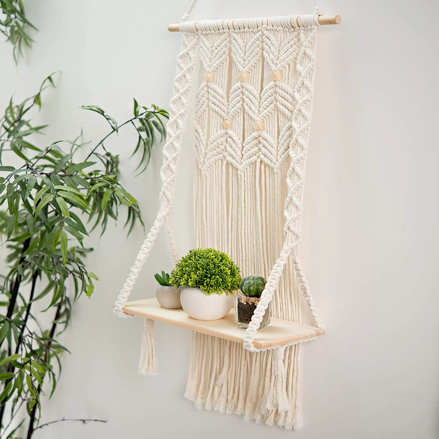 Macrame Shelf Wall Hanging in Natural Color Used for Home Decor Wall Decor Living Room Bed Room Office