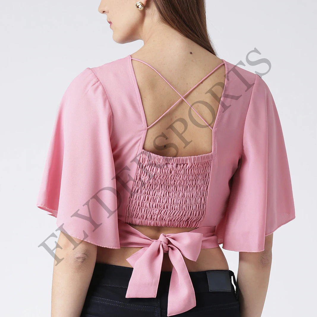 Women long sleeve crop top Girls 100% cotton graphic crop tees cropped t shirt for ladies short length tops for teens