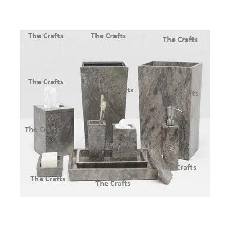 Deluxe Quality Set Of Five Soap Case Tissue Holder Shampoo Holder Bathroom Set In Marble Bathroom Set In Bulk