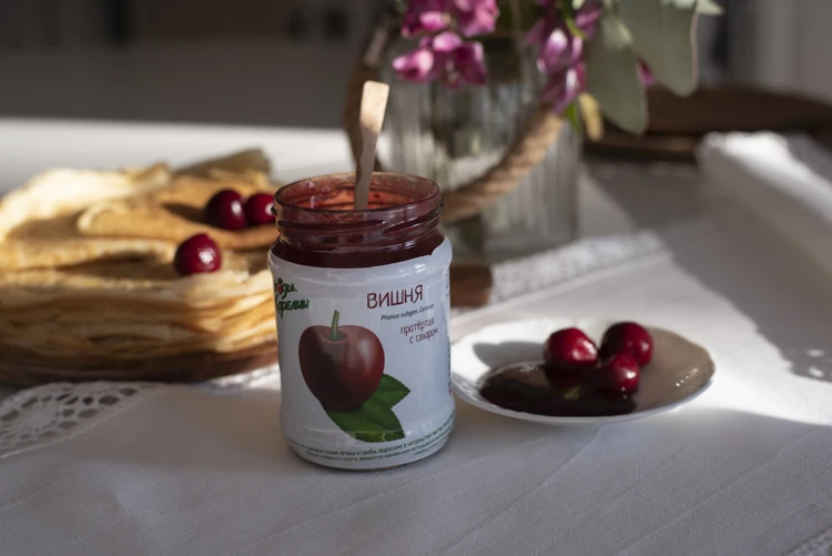 Высококачественный органический Вишневый джем в стеклянных баночках, пищевые продукты