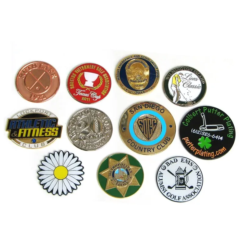 bespoke logo golf accessories magnetic golf metal stainless steel golf ball marker