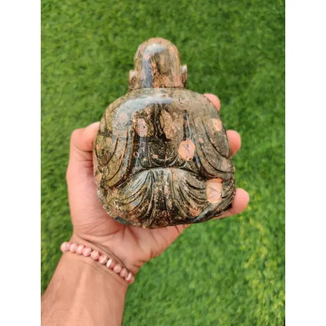 Unakite Laughing Buddha Natural Crystal Hand Carved Healing Stone Black Obsidian Buddhas Statue for wholesale