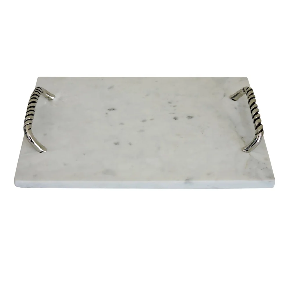 Сервировочный поднос черный мраморный прямоугольный с латунным покрытием золотого цвета железная ручка сервировочный на заказ