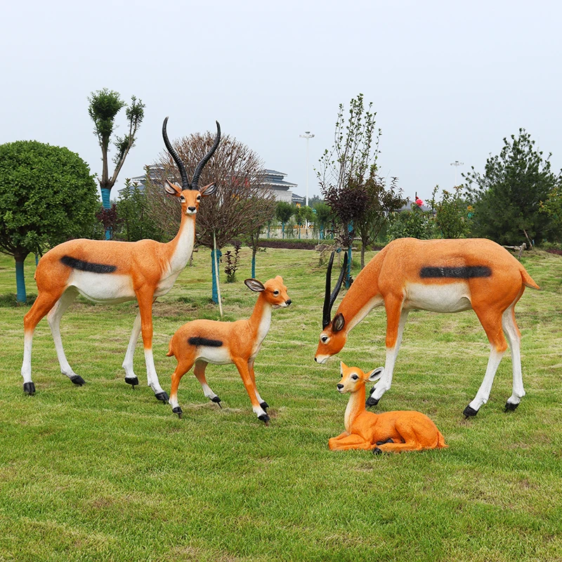 Custom contemporary art wildlife life size fiberglass gazelle statue