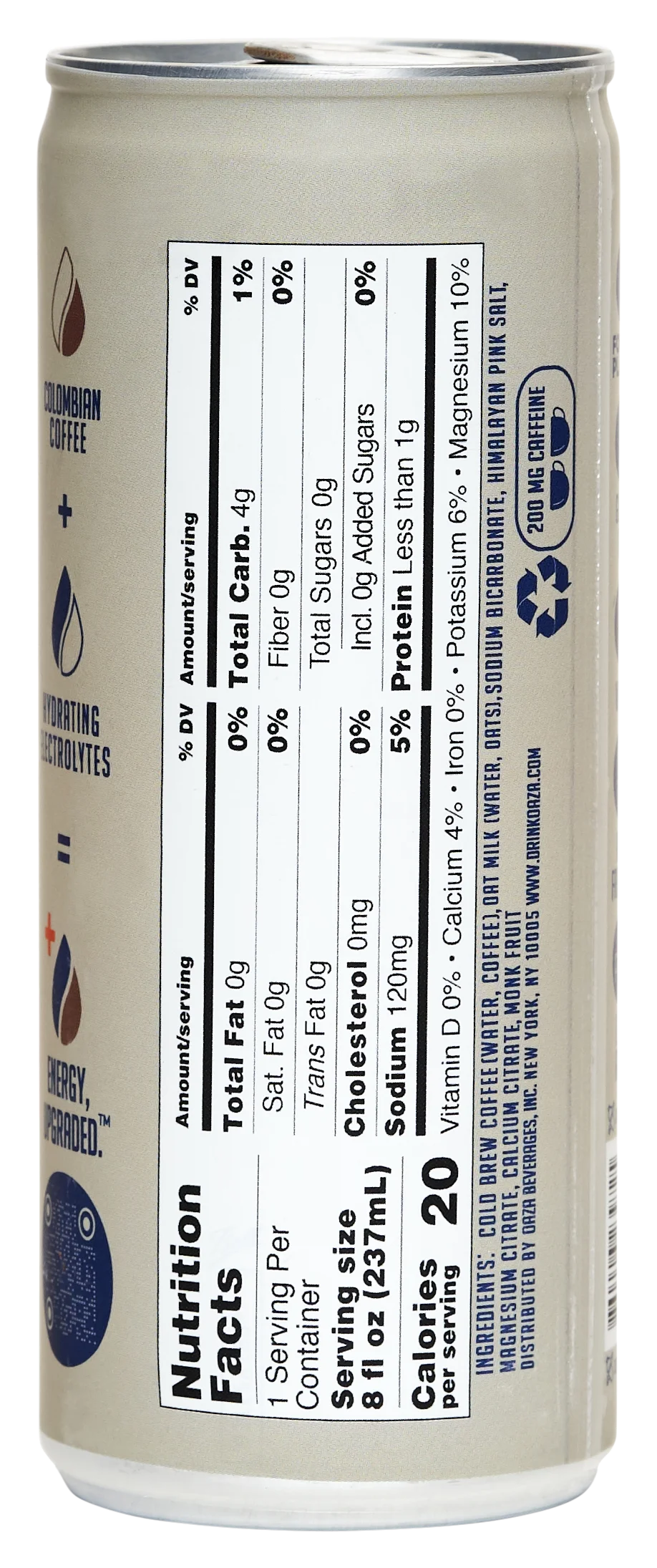 OAZA High Performance Cold Brew Hydrate Your Coffee Ready to Drink 8 Fl Oz Pack of 12 (Oat)