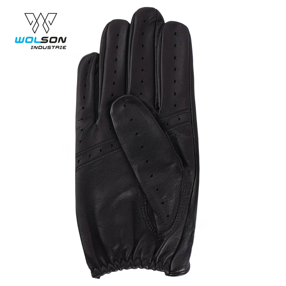 Leather Full-Finger Driving Gloves Factory professional black sheepskin leather car driving fashion men gloves for driving