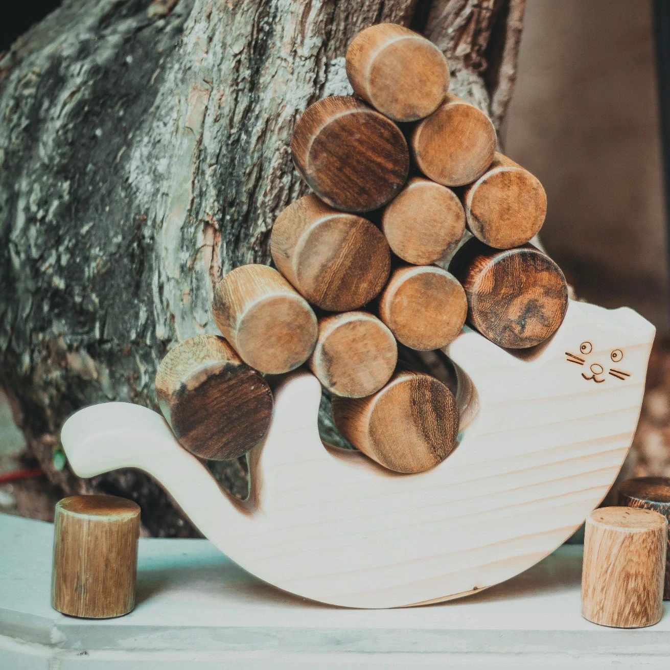 OEM - ODM Cat-Shaped Wooden Block Balance Game - The Best Educational Toy For Boys And Girls 1 2 Years Old