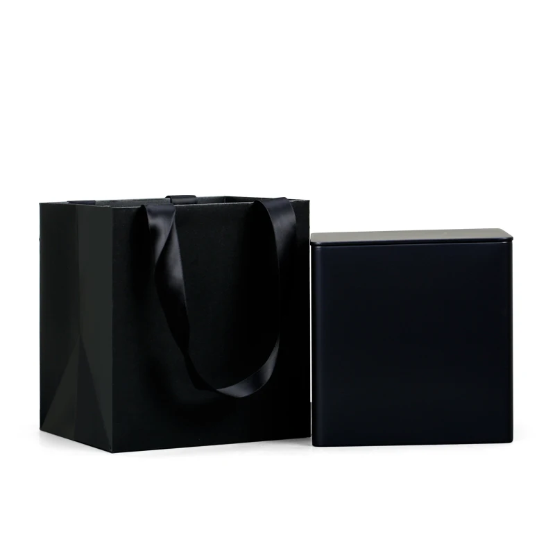 
Matt Black Metal Tin Box Containers Gift Sets Wedding Souvenirs Cookie Packaging 