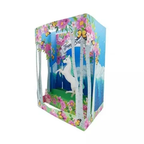 Wholesale Pony Birthday 3D Paper Unicorn Best Price Pop up Origami Kirigami Card for Gift Boxes for Bulk Export