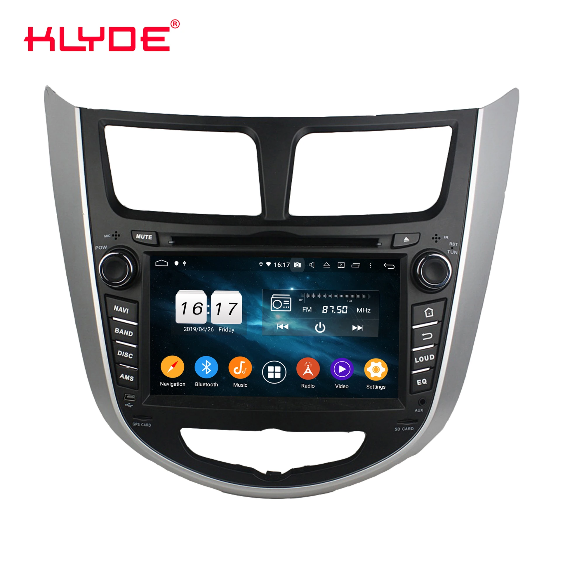 KD-7025 KLYDE hot sell Android 10 built in DSP with buttons DVD GPS FOR Verna /Accent /Solaris 20112012 2013 2014 2015 2016