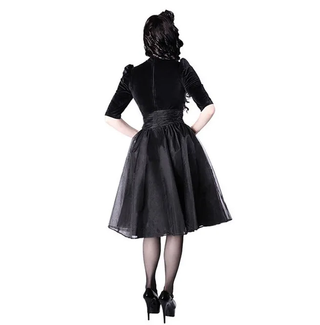 
whole sale rate customized Dark Side Sweet heart Black Velvet Organza Retro Goth Prom Dress in high quality 