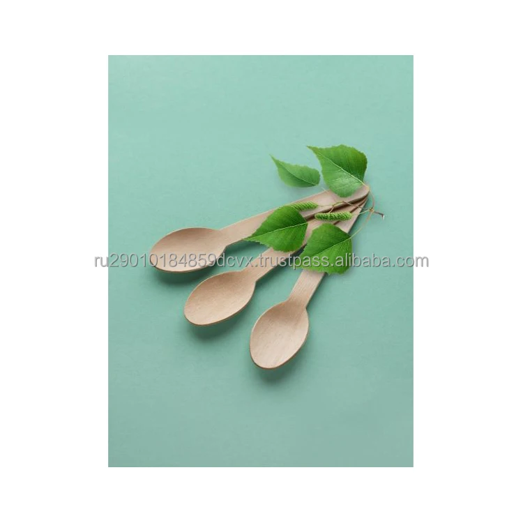 Disposable wooden spoon suitable for hot and cold food birch veneer wholesale, wooden spoon disposable