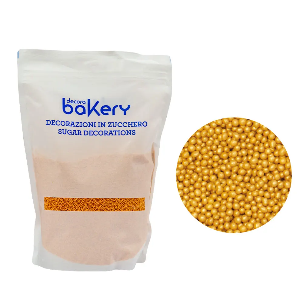 Edible Decorations Non-Pareils Mini Sugar Pearls Gold 1 Kg mm 1,5 for biscuits, cakes pops and cakes