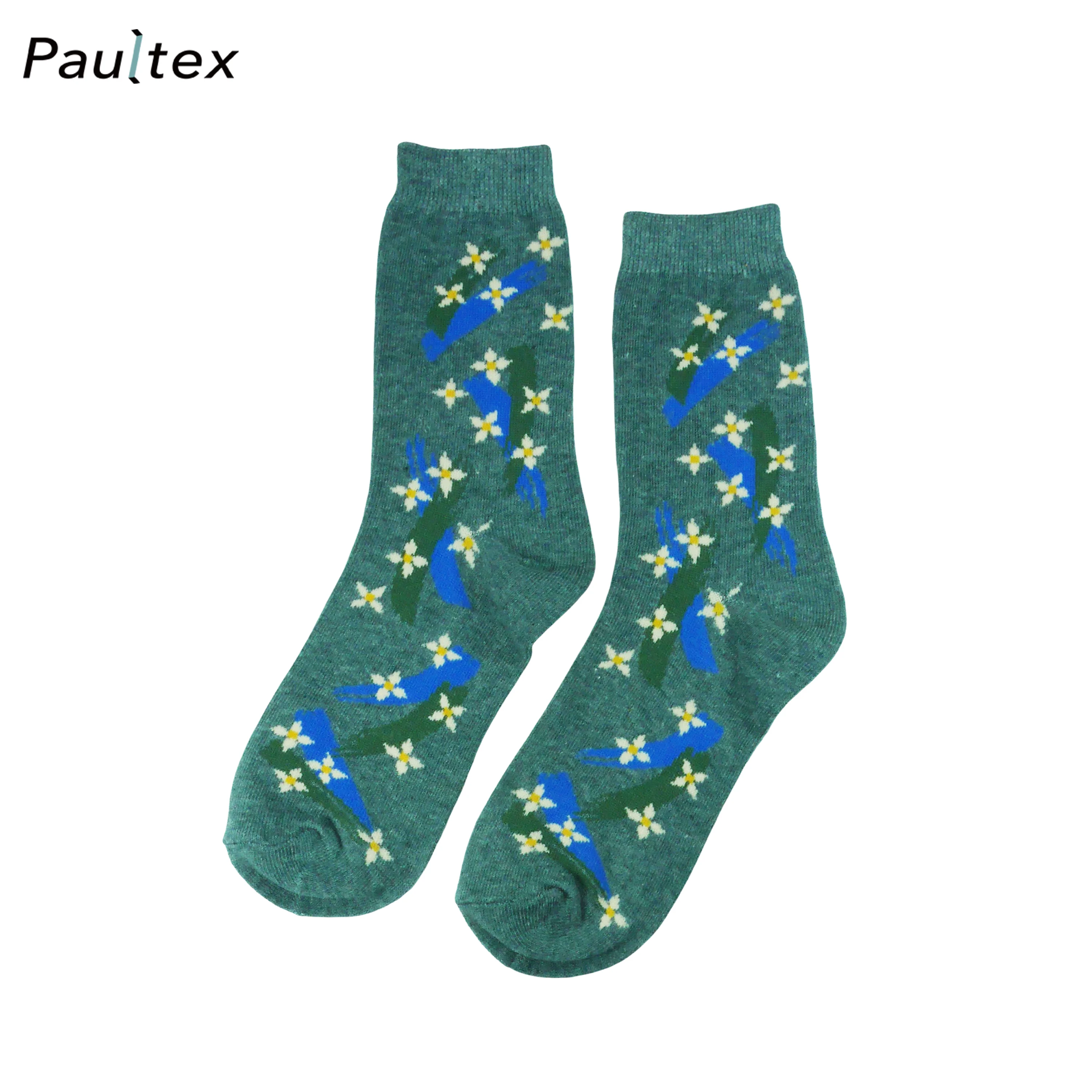 
Custom Trendy Novelty Flower Floral Leaf Knit Knitting Socks 