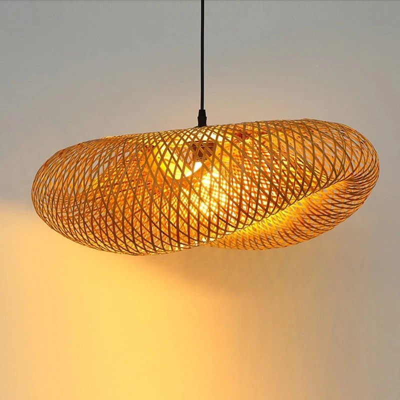Handmade Rattan hanging light Bamboo Pendant Lamp for Home Indoor decorative Chandelier Ceiling Lamp for Coffee house.