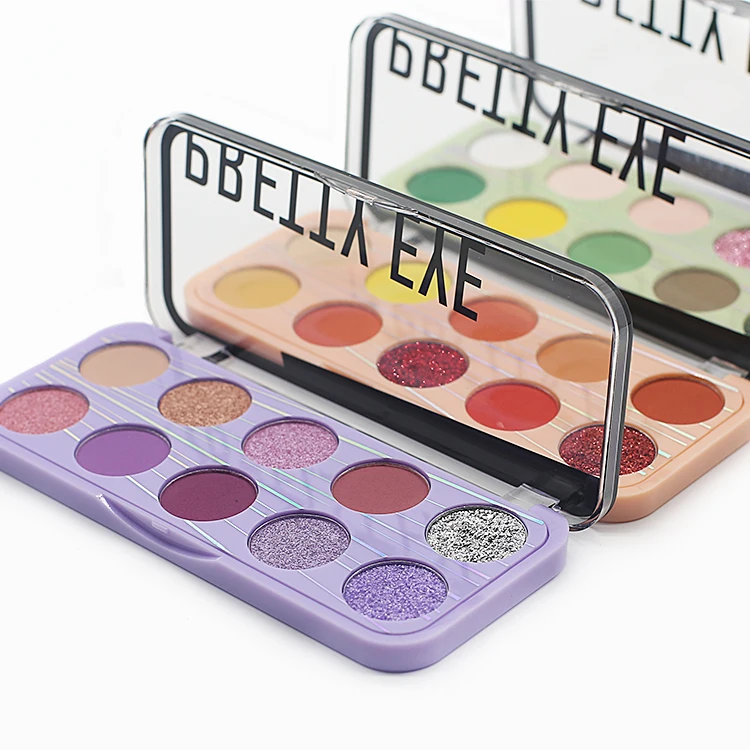 Hot Sales Factory Cosmetics High Pigment Private Label 10 Color Matte And Glitter Makeup Eyeshadow Palette