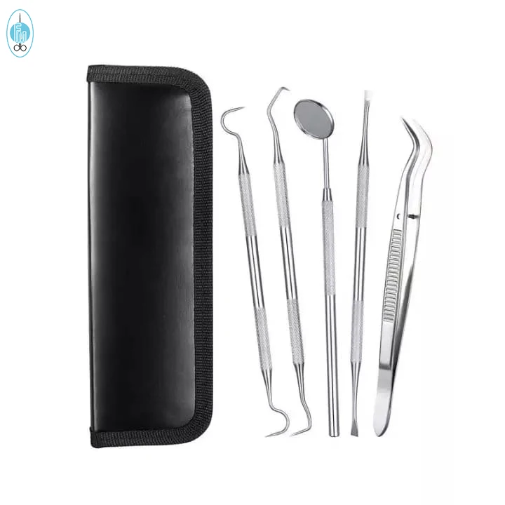 Dental Kit Teeth Whitening Mirror Scaler Tweezers Dentist Basic Examination Set 5pcs