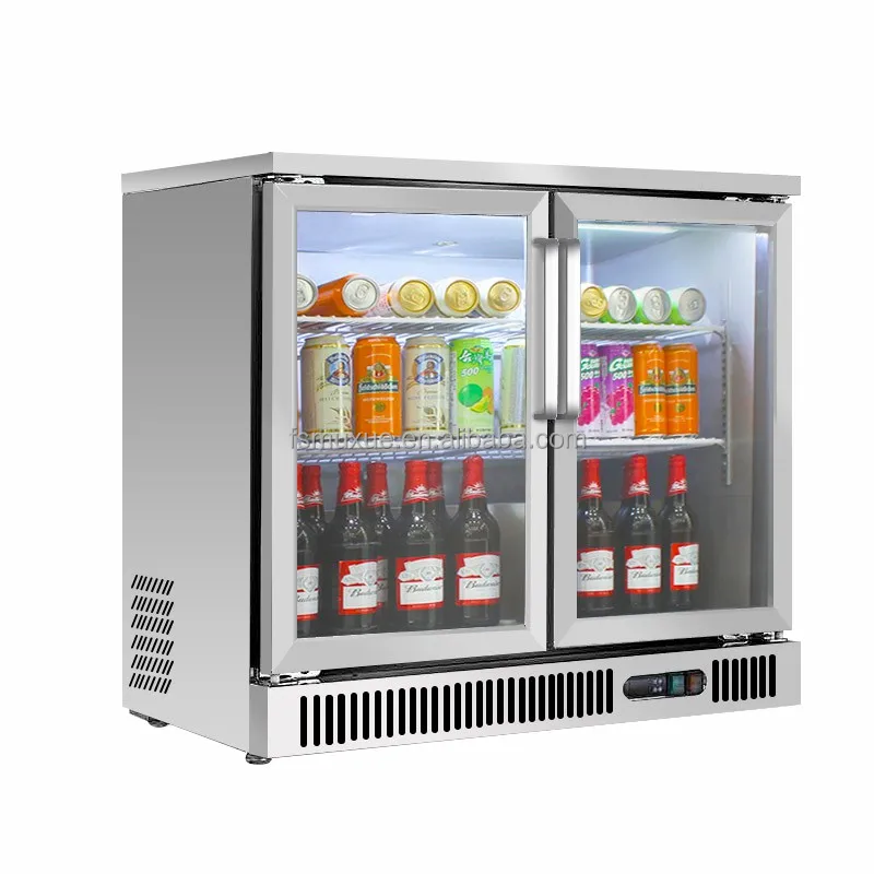MUXUE Stainless steel Bar Counter Beer Refrigerator Two glass doors beer cooler MX-BTG920F