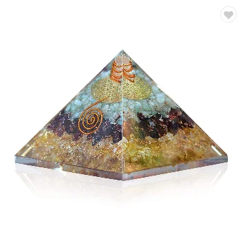 Orgonite Crystal Triple Money Pyramid Energy Generator Promotes Wealth and Prosperity with Green Aventurine