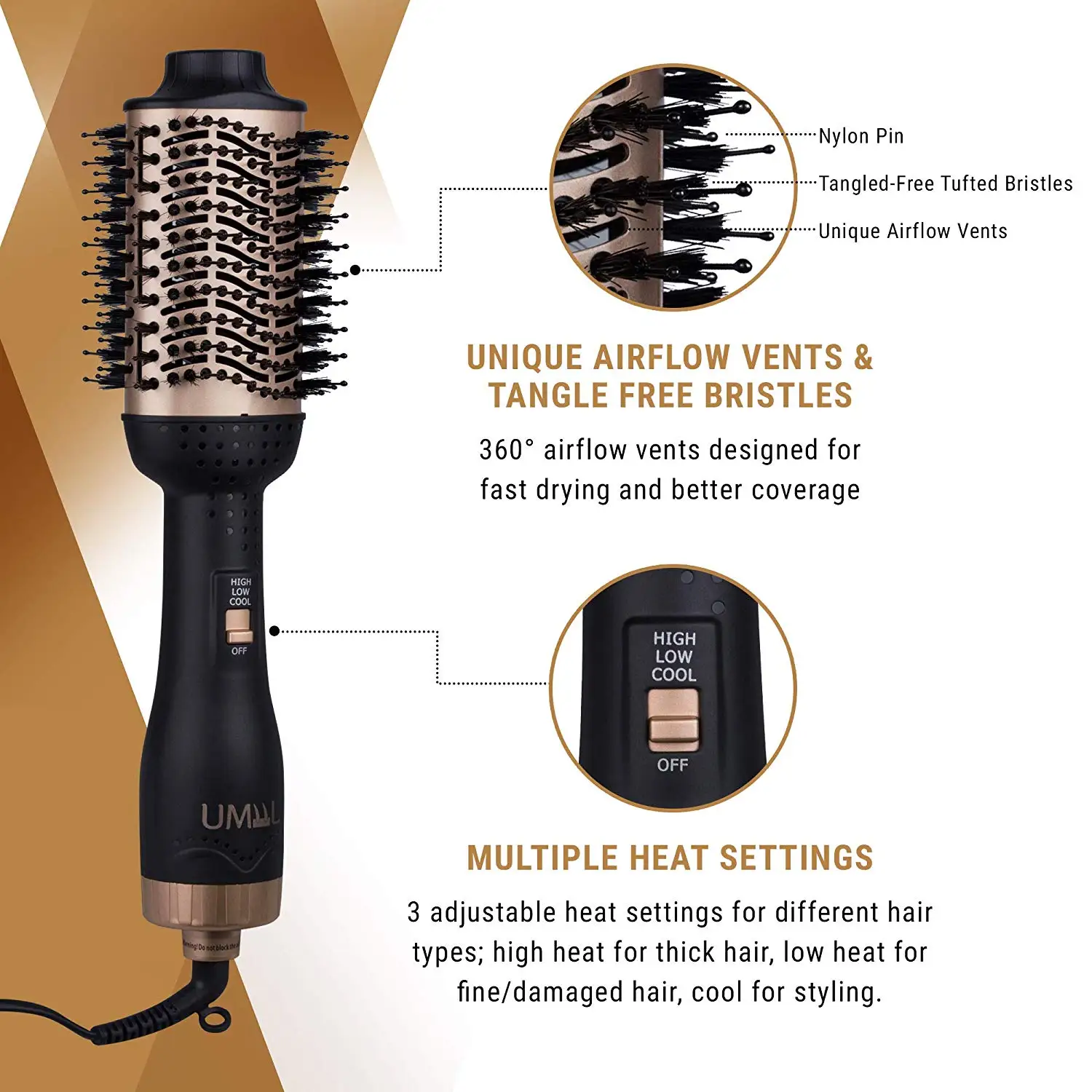CE Approval Professional Hair Curler 2024 Hot Air Brush Styler One Step Hair Dryer And Volumizer Hot Cold Hair Brush Dryer Comb