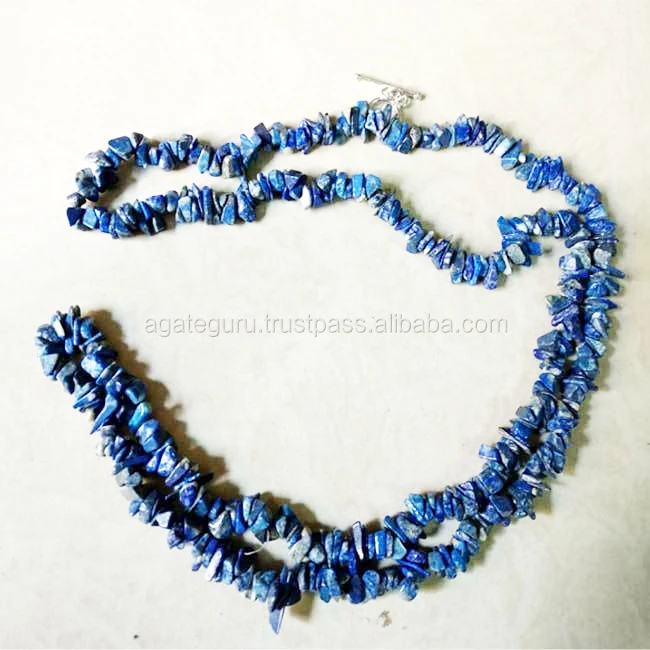 Wholesale Yoga Necklace Lapis Lazuli Chip Crystal Healing Stone Reiki Christian Rejuvenation Floral Diamond Pearl Main Stone