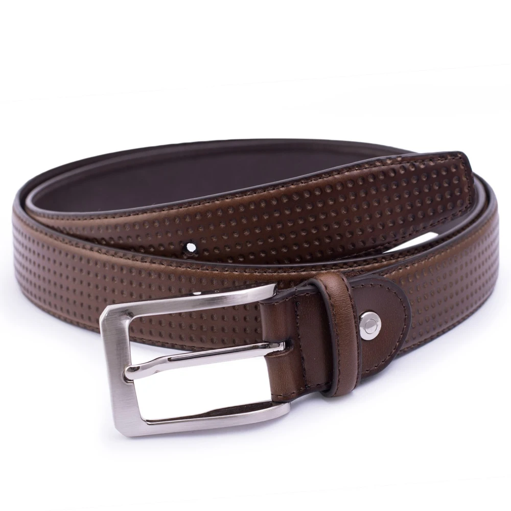 Professional manufacture genuine leather gentleman vintage belt custom good quality metal belt with pin buckle