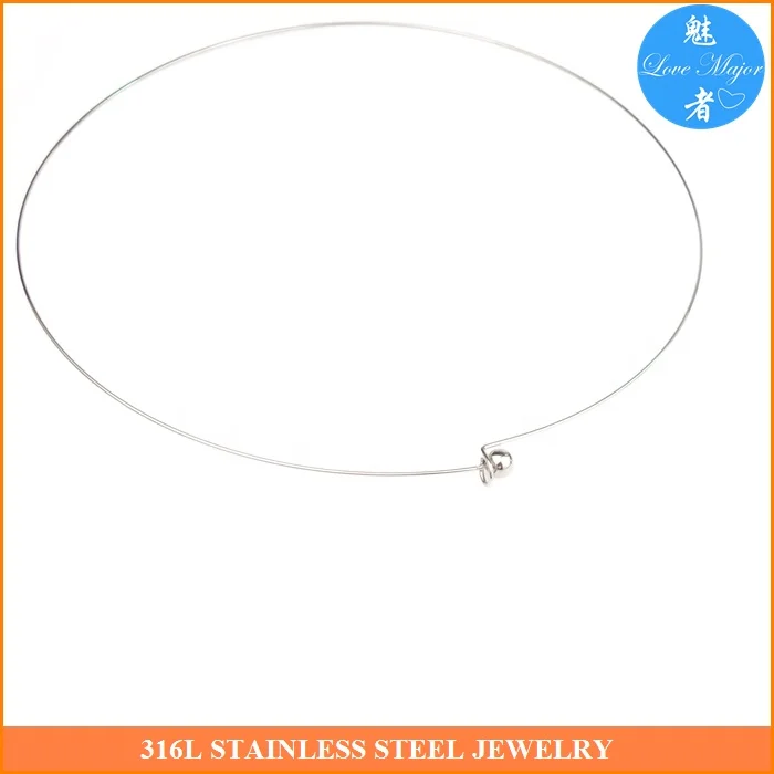Choker Necklace for Women Stainless Steel Silver Wire Choker Collar Bead Clasps