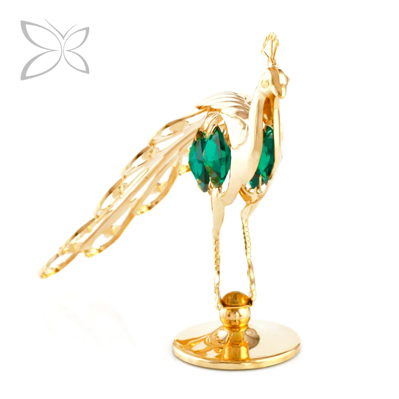 Crystocraft High Craftmanship Gold Plated Metal Peacock Decorated with Brilliant Cut Crystals Wedding Favors