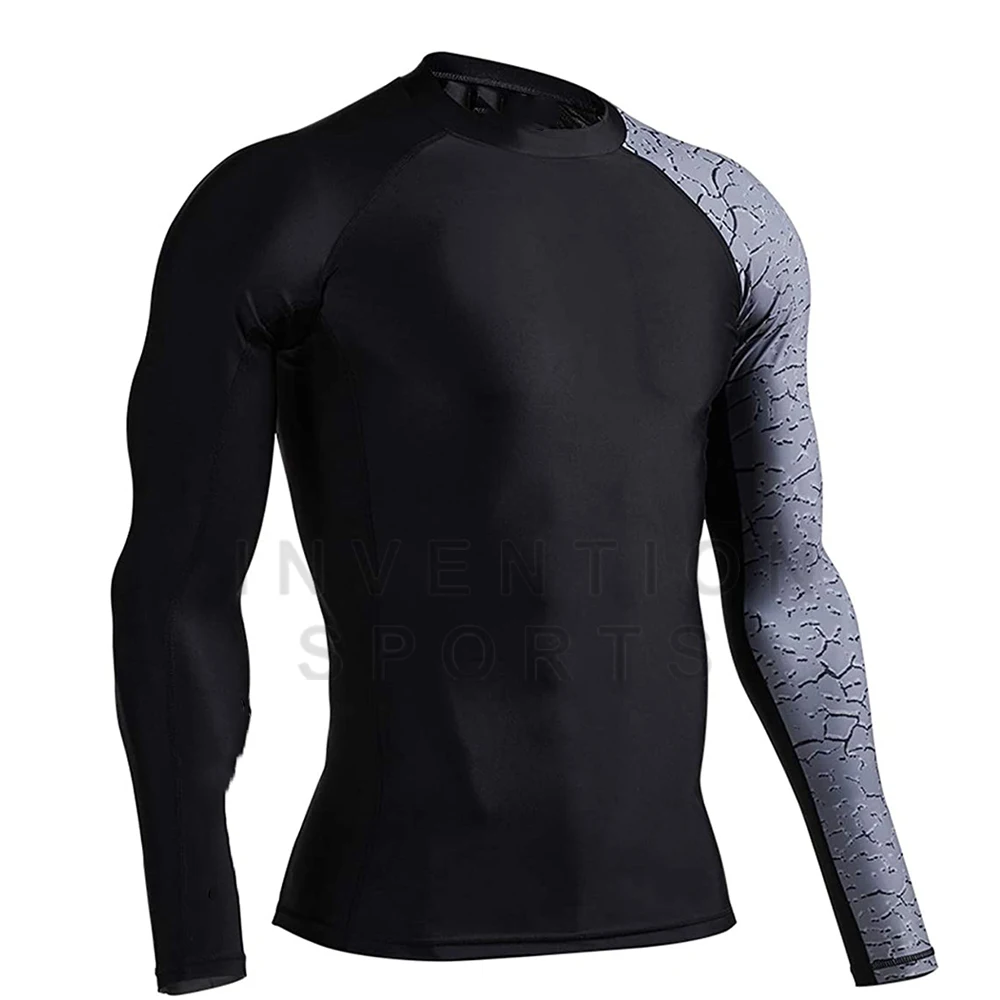 Men Custom Sublimated MMA  Rash Guard Spandex Digital Printed Rash Guard Long Sleeve Rash Guard
