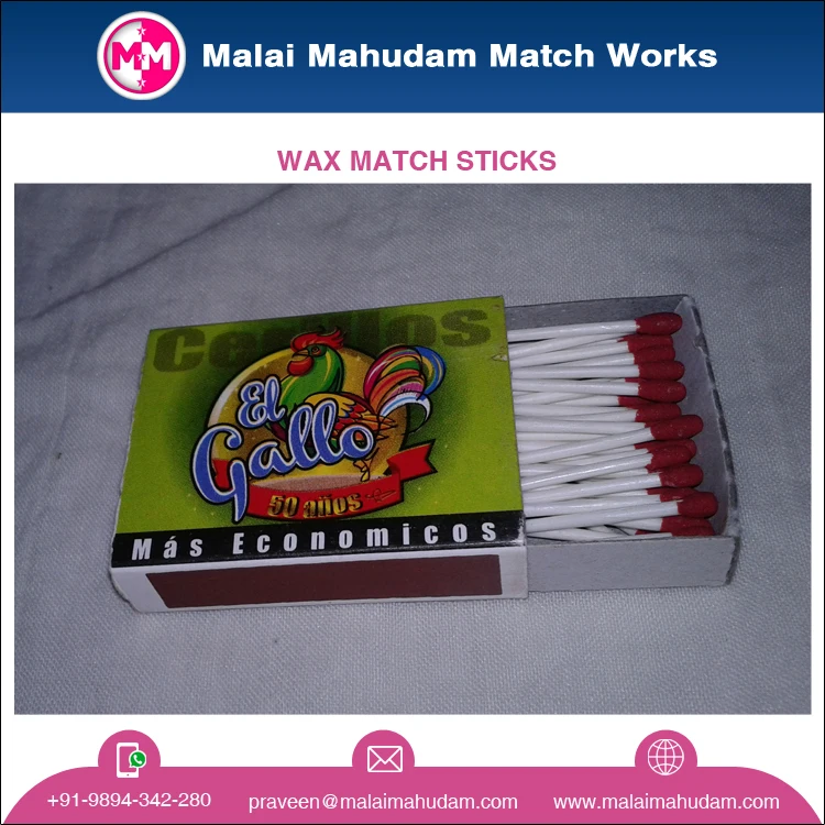 Best Market Price Top Notch Quality Wax Material Match Sticks / allumettes de surete