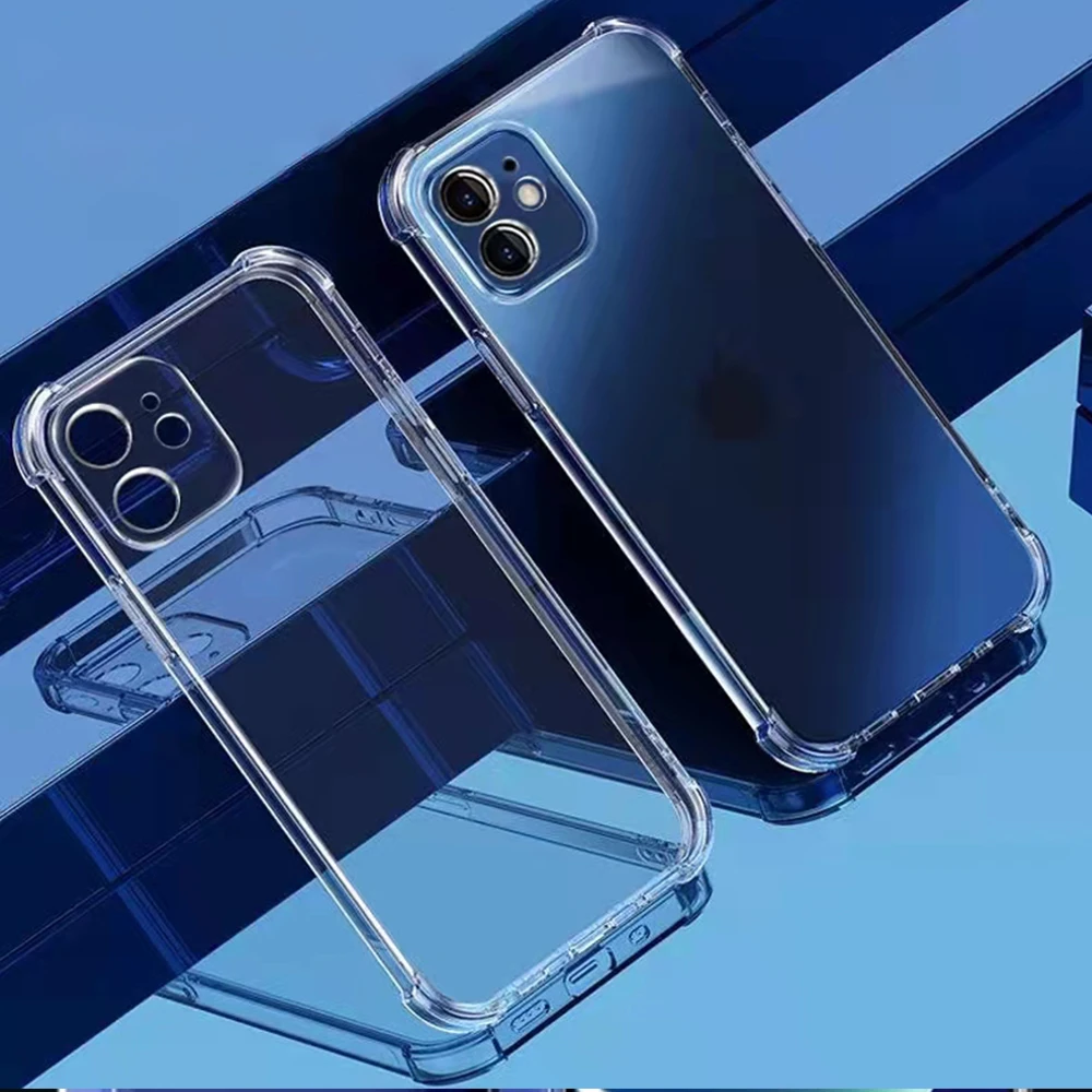 2.0mm Soft TPU Transparent Cover Clear 4 Corner Shockproof Full Protection Anti-Scratch Cell Phone Case for iPhone 13 Case