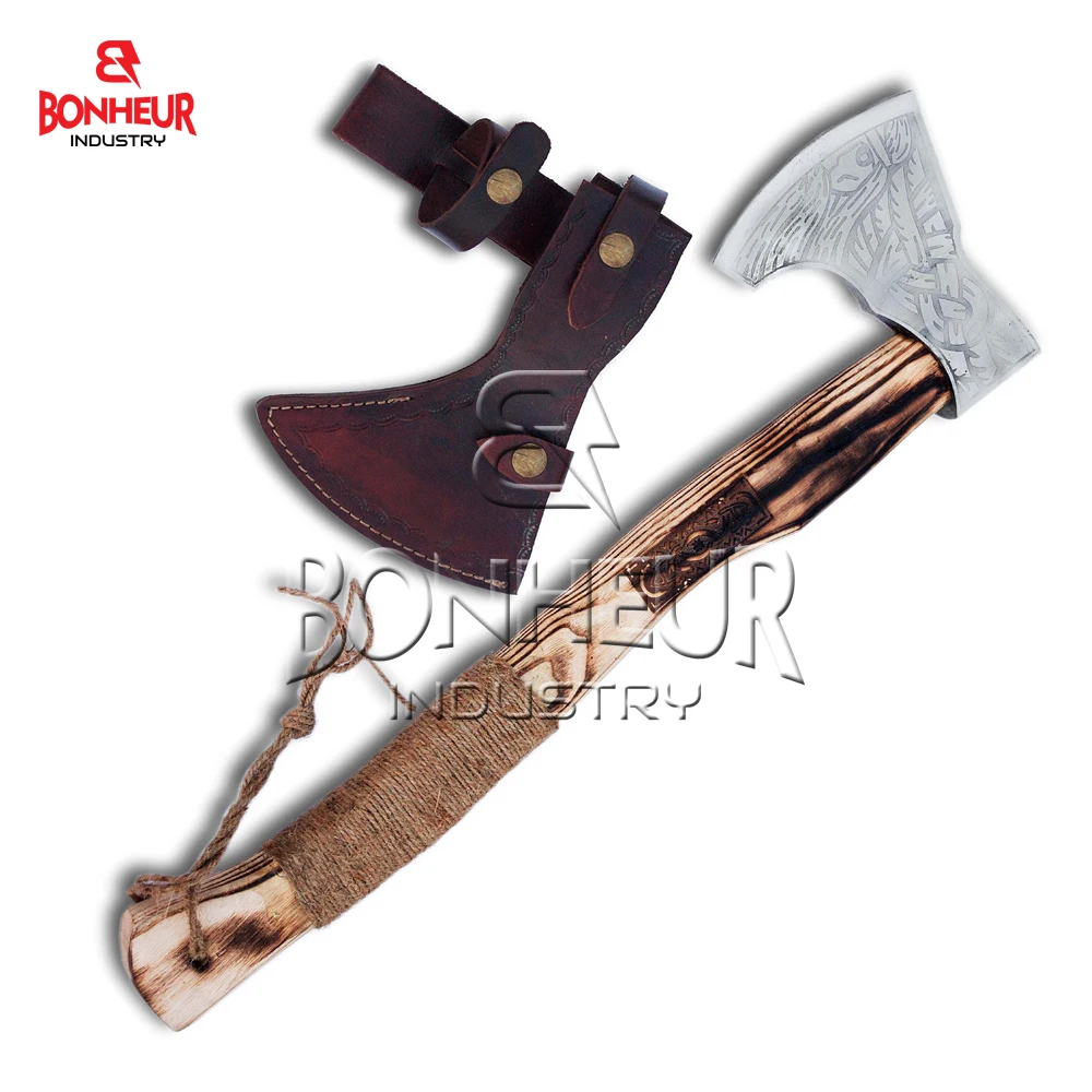 Top Quality Handmade Axe Wood Cutting Axe Tomahawk Axe With Leather Sheath