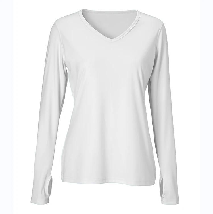 2020 Custom Womens Long Sleeve Graphic Tees Ladies Printed V Neck  Thumb Hole T Shirts