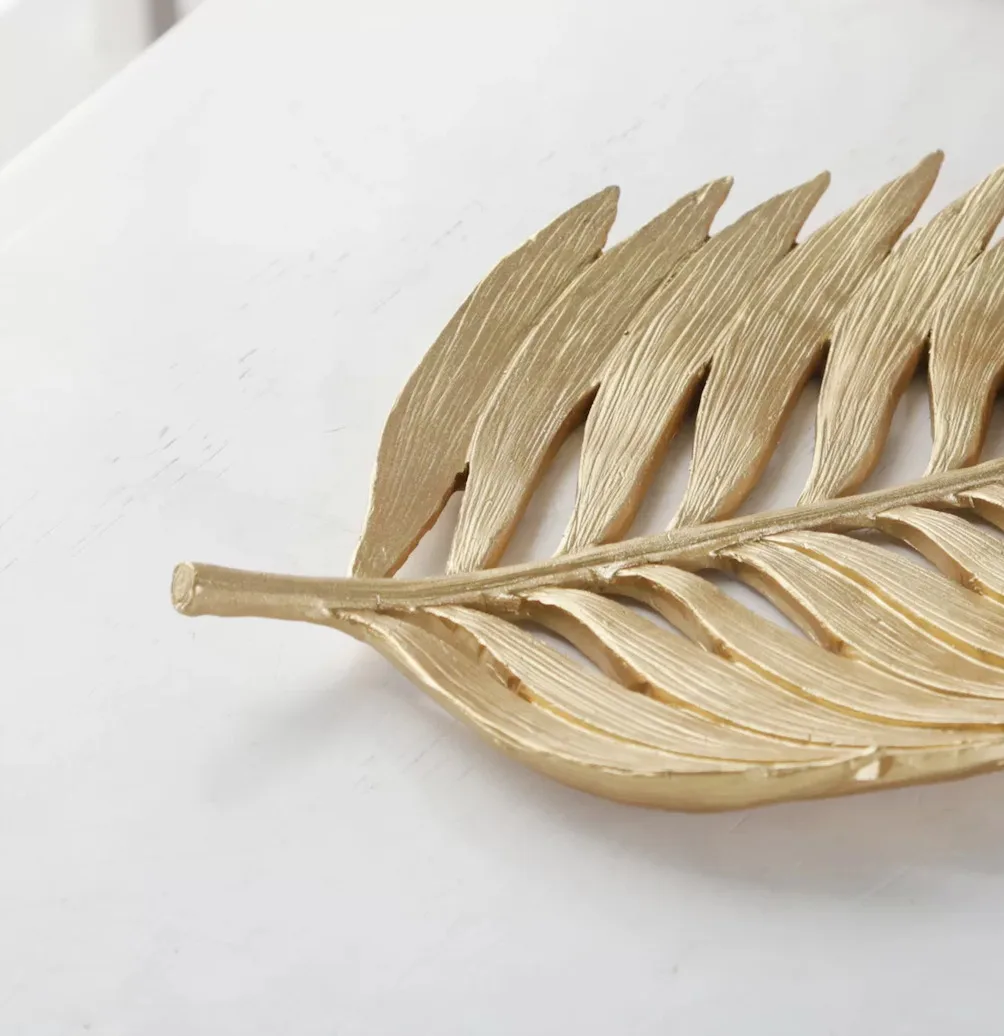 Metal  Leaf Decorative Sculpture Home Decor Gold Pieces Interior Nordic Table Living Room Accessories Modern Crystal Luxury Deco