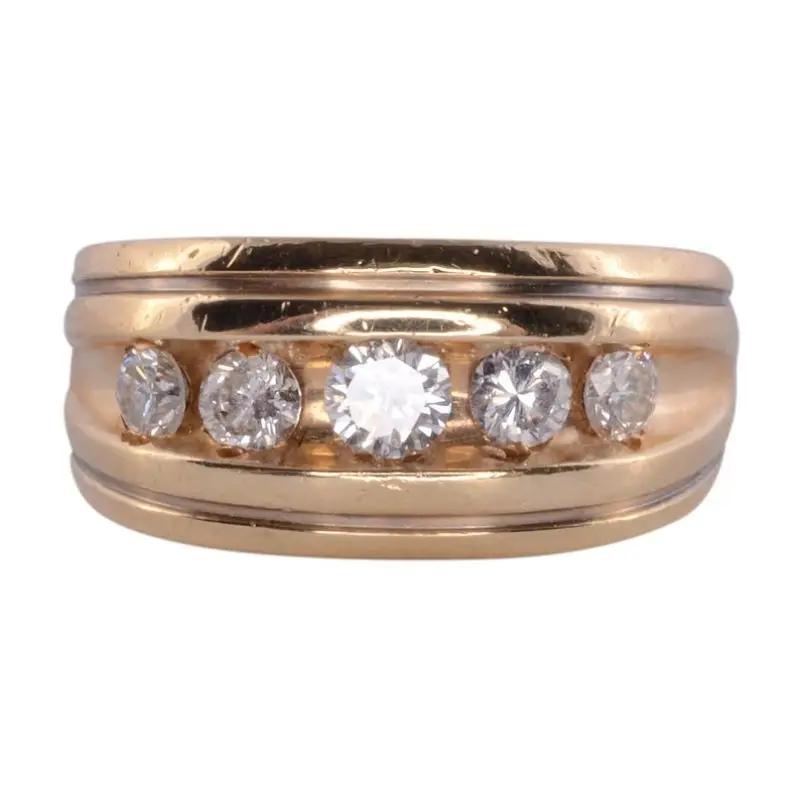 Модное массивное кольцо с бриллиантами по производственной цене, кольцо из натурального золота 14 карат с круглым бриллиантом для мужчин, свадебное Золотое кольцо