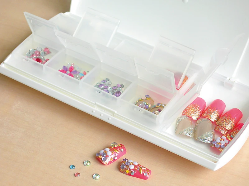 Multi-case for carrying around for storing small items, parts case for nail art and medicine container