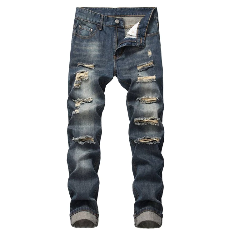 2022 Summer Hot Sale New Design Blue Zipper Decorate Rock Style Men denim jeans