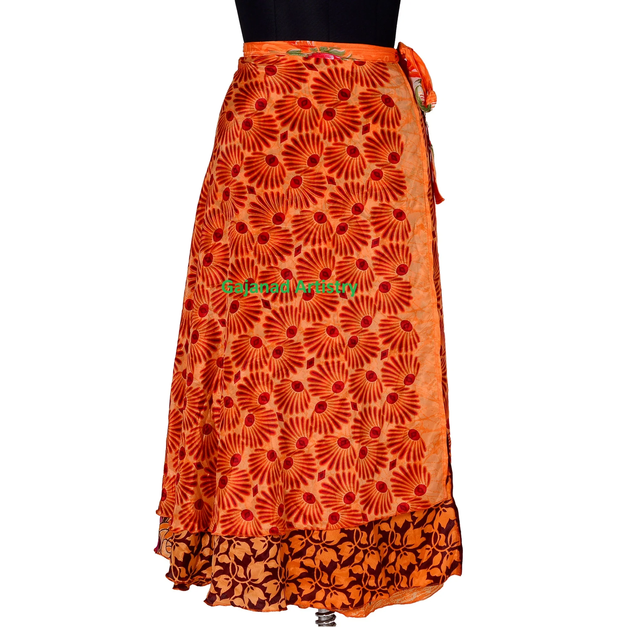 Оптовая продажа, индийские винтажные шелковые юбки для женщин, шелковые сари, длинная юбка из переработанного материала, юбки в стиле бохо, Макси-платье