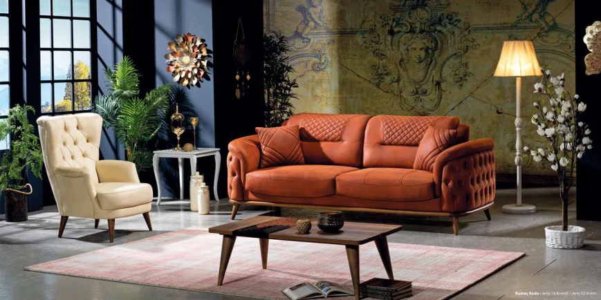 Elegant Modern Leather Sofa Set