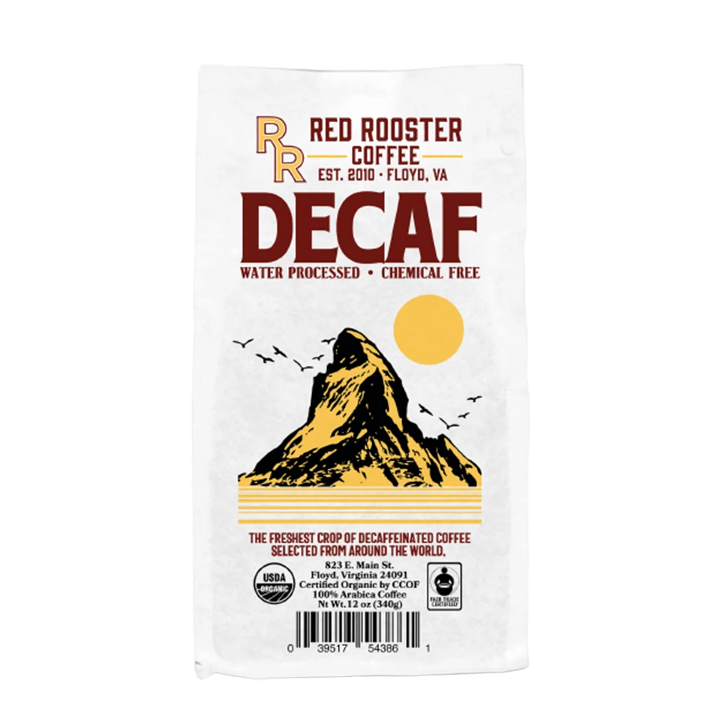 Красная петушиная Decaf Peru, 12 унций в пакетах, слегка яркая с сладкой цитрусовой кислотой, среднее обжарение, кофейные зерна