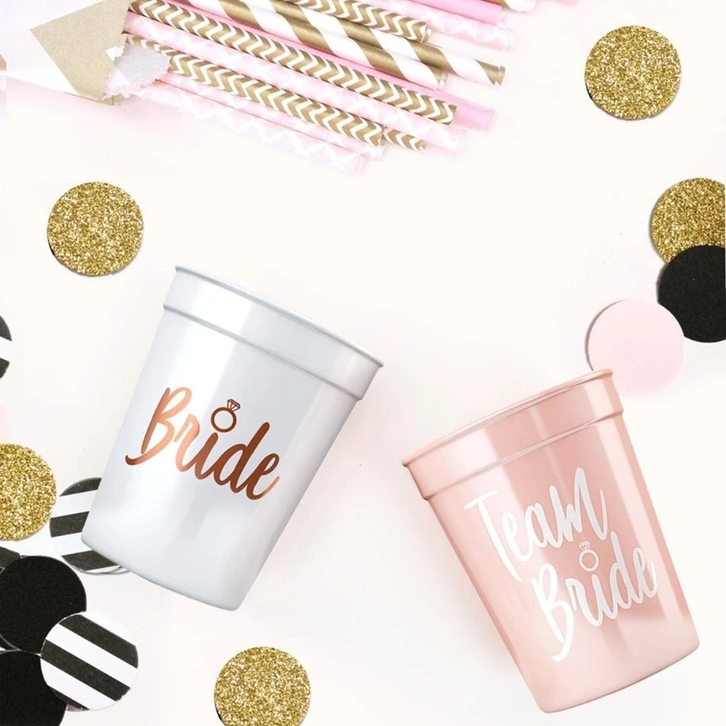 Bridal Shower Decorations Bride & Team Bride Bachelorette Party Cups (11 Pack)  for the Bride Tribe